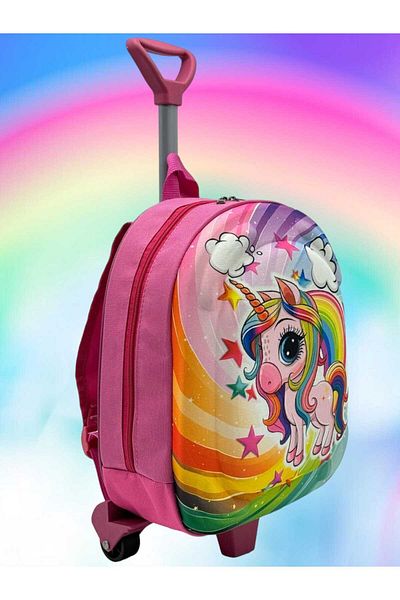 Tezzgelsin Rucsac cu imprimeu color Eva pentru fete - creșă cu racletă și roți în relief
