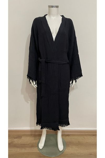 ŞIK STİL Natural Cotton Hand-Woven Kimono Caftan Bathrobe -919
