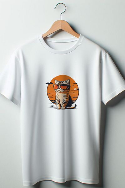 Vordevia Λευκό μπλουζάκι με στάμπα Cat Oversize Wide Fit Unisex Crew Neck