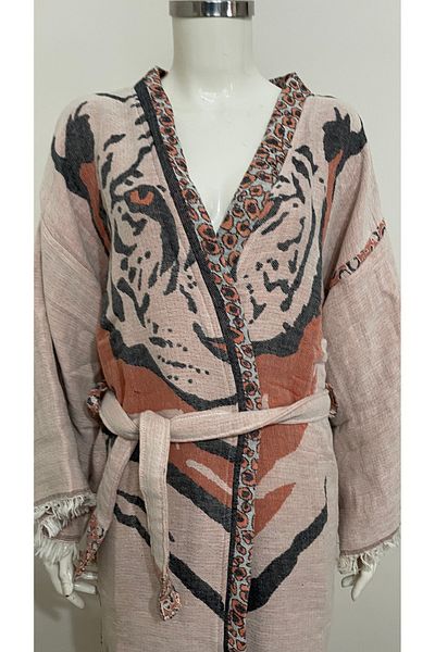 ŞIK STİL Natural Cotton Kimono Caftan Bathrobe -917