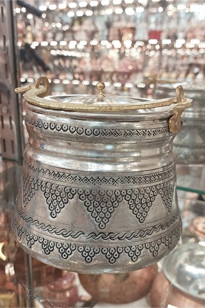 Bakır Center Copper Copper Yogurt Copper 2 LT Carved Grape Patterned Copper