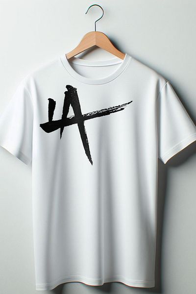 Vordevia Tricou alb oversize unisex - imprimat LA, cu gât crew