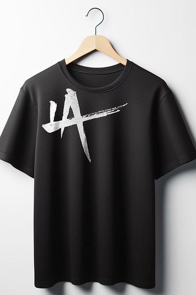 Vordevia Μαύρο μπλουζάκι με στάμπα LA Oversize Wide Fit Unisex Crew Neck