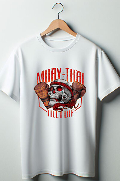 Vordevia Beli Muay Thai Štampano Oversize kroj Unisex okrugla kragna T-shirt