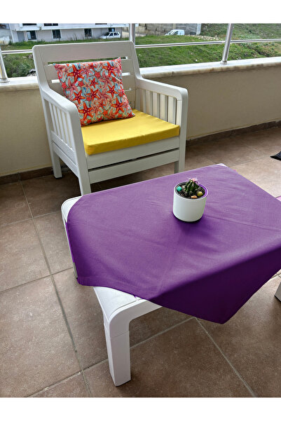 Zeren Home Sıvı Geçirmez Dertsiz Pamuk Keten Kare Masa Örtüsü 80cm x 80cm