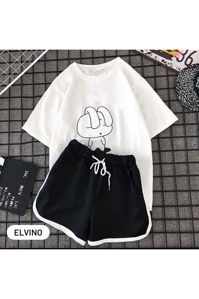 Elvino Rabbit Printed Sleepy Shorts Pajama Set - Comfortable