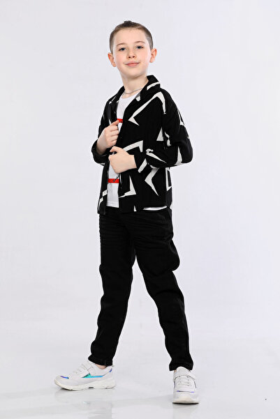 MORNIO Seturi de 3 piese pentru băieți, cămașă cu imprimeu, tricou și pantalo...