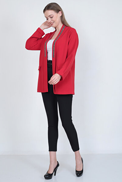 EMİRAQLİFE şal yaka taşlı blazer ceket kadın ceket   ceket