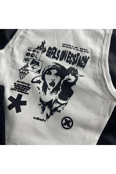 Gofeel Harajuku Y2k Girls On Aesthetic White Sleeveless Crop