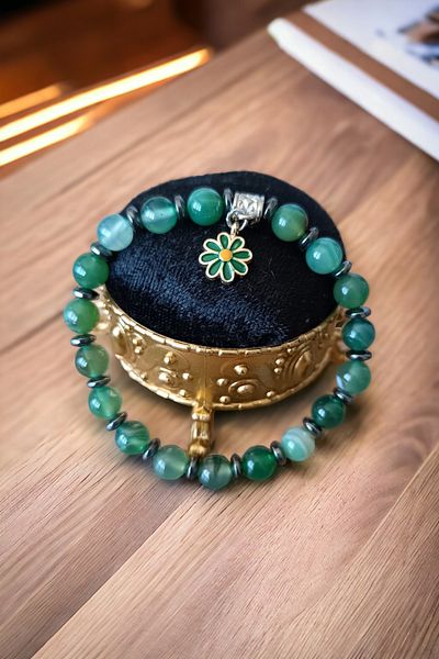MGA DOĞAL TAŞ Green Amethyst Stone - Natural Bracelet and Evil Eye Protector Chakra Stone