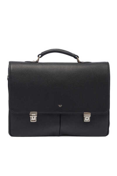 Tergan Black Leather Men's Briefcase - S1Ev00021108-A41