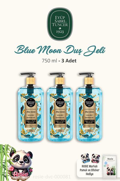 Eyüp Sabri Tuncer 3 Pieces of Shower Gel 750 ml Blue Moon 60 Pack Natural Cotton ROSIE