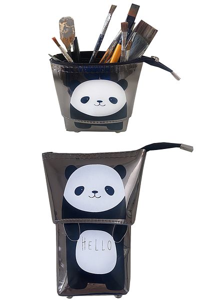 FLY COLOR Bright Hologram Patterned Leather Large and Shrinkable Pencil Case Pen Holder