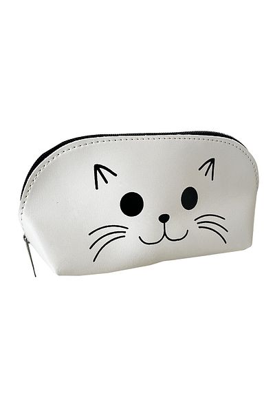 FLY COLOR Leather Pencil Case - Triangle Cat Pattern