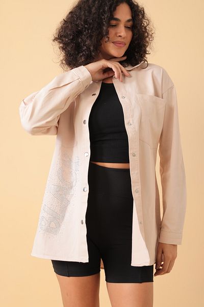 Asist Oversize Women's Shirt - Lettering Stone Print - 0243