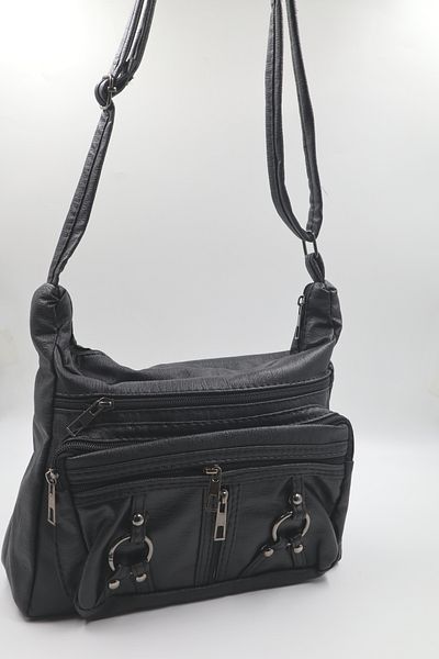 nazenintasarımlar MULTIPLE COMPARTMENT FLEXIBLE AND SOFT DAILY BAG WITH SHOULDER STRAP BLACK D