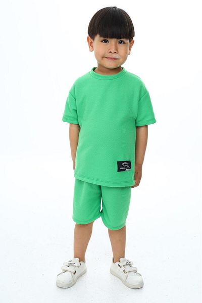 My Kids Wear Boy's Set with Crew Neck Shorts and Shorts