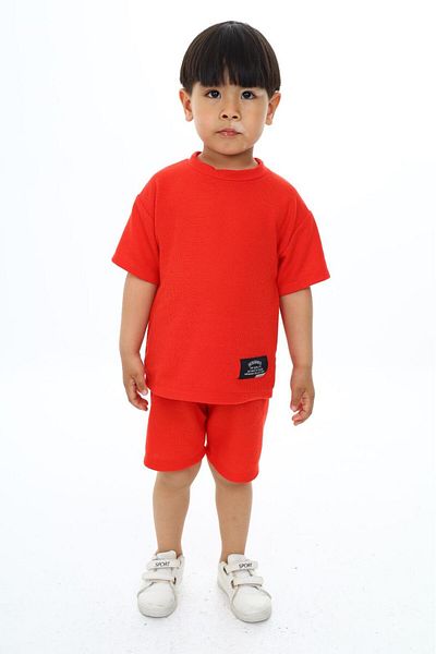 My Kids Wear Boy's Set with Crew Neck Shorts and Shorts