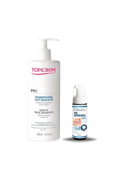 Topicrem PH5 Gentle Milk Shampoo - 500ml Hair Care Shampoo + Gift Whitening Foam
