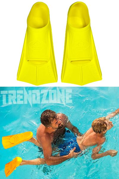 TRENDZONE Children's Swimming Flippers with Yellow Carrying Bag - Pool and Sea Swimmer Foot Flippers