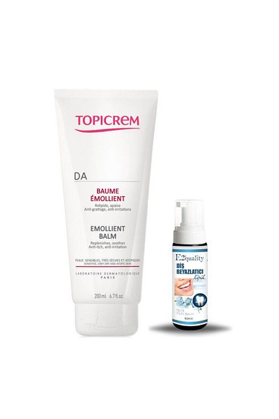 Topicrem DA Face & Body Emollient Balm - 200ml Body Moisturizer + Whitening Foam Gift