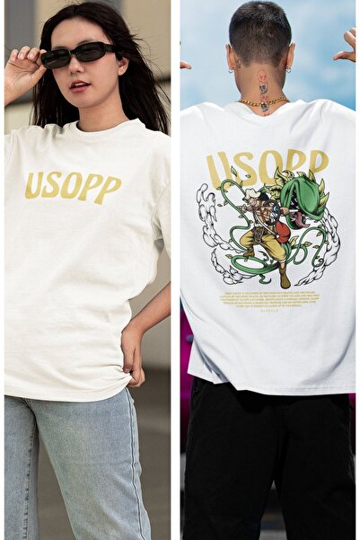 Fuddy Moda Оверсайз одноколірна футболка Usopp з принтом на спині, унісекс фу...