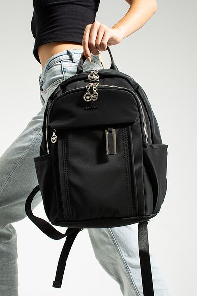 Getcho Button Women's Black Multi-Compartment Backpack – Large Volume, Water Resistant, Sports and School Bag