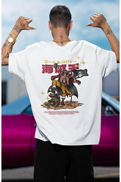 Fuddy Moda One Piece Gol D. Roger Unisex Oversize T-shirt - Back Printed Anime T-Shirt