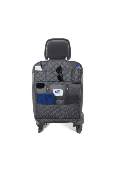 wimbledon 44x62 cm Gray Embroidered Leather Car Seat Back Organizer - 1 Piece