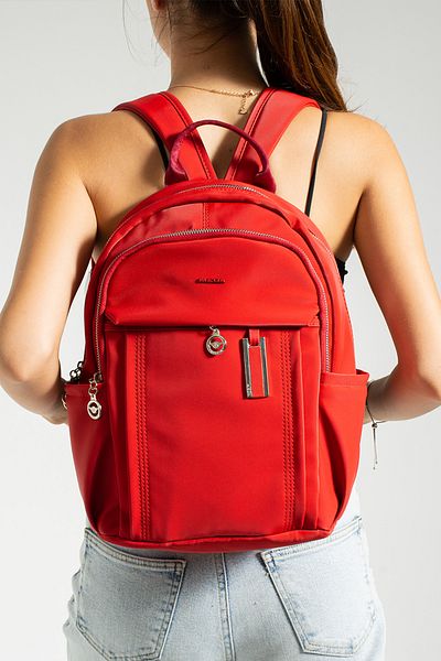 Getcho Button Women's Red Multi-Compartment Backpack – Large Volume, Water Resistant, Sports and School Bag
