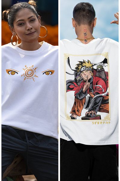Fuddy Moda Unisex Oversize Naruto Sage Mode T-shirt - Back Printed Anime T-Shirt