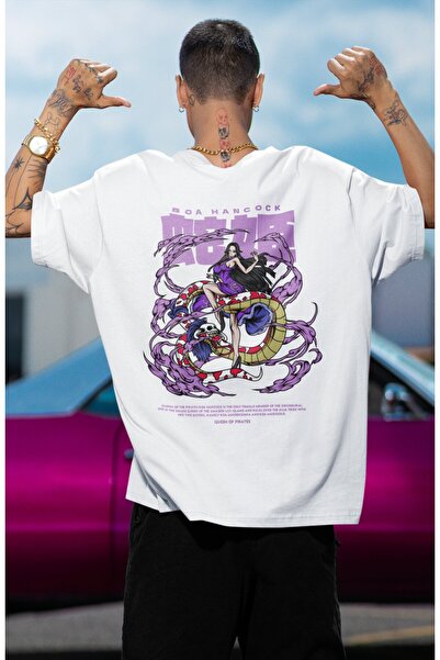 Fuddy Moda Oversize One Piece Boa Hancock Back Printed T-shirt, Unisex Anime Printed T-shirt