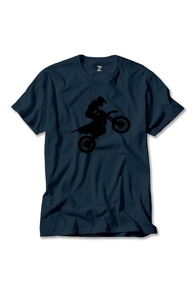 Z zepplin Μπλουζάκι μοτοσυκλέτας Motocross Silhouette με μοτίβο Navy Blue