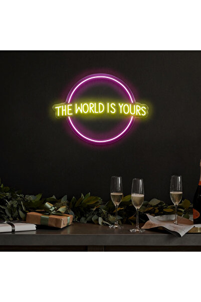 cnckoleksiyon The World Is Yours Neon Tabela - Led Dekoratif Duvar Aydınlatma...