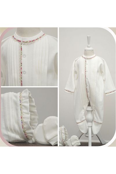 Mede Kids Medekids Ribbed Footed Romper (Hat&Gloves) Ecru 0-3 Months
