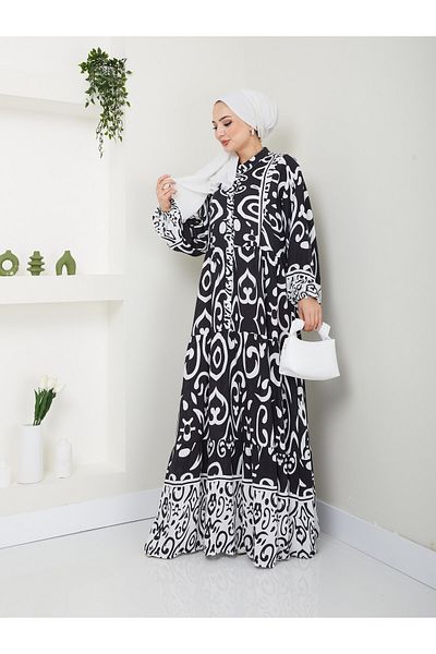 VOLT CLOTHİNG Gemustertes Hijab-Kleid aus Viskose für Damen