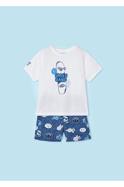 MAYORAL 3606 MEN'S ECRU-INDIGO PRINTED 2' SET