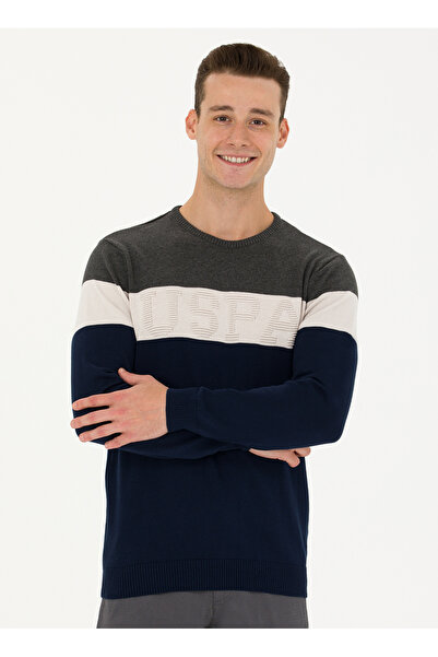 U.S. Polo Assn. U.S. Polo Assn. Bisiklet Yaka Regular Fit Lacivert Erkek Kazak WONER