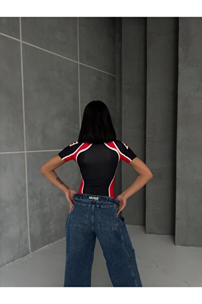 Touz Moda Ψηφιακή εμπριμέ κοντομάνικη μπλούζα με κουμπωτά