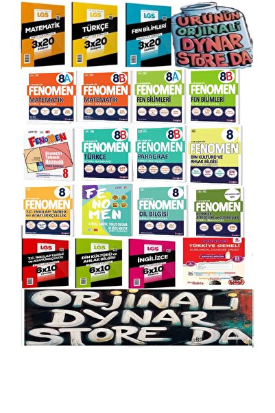 Fenomen Yayıncılık 8. Sınıf Fenomen Lgs Ful Set ve 6 branş deneme + nartest k...