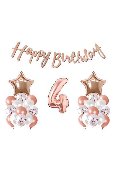 DÜVENCİ TİCARET Age Balloon Set - ROSE GOLDBIRTH Sun Balloon