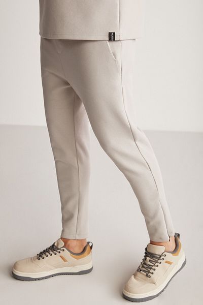 GRIMELANGE Nıcolas Men's Technical Thick Flexible Fabric Slim Fit Gray Sweatpants with Zippered Legs