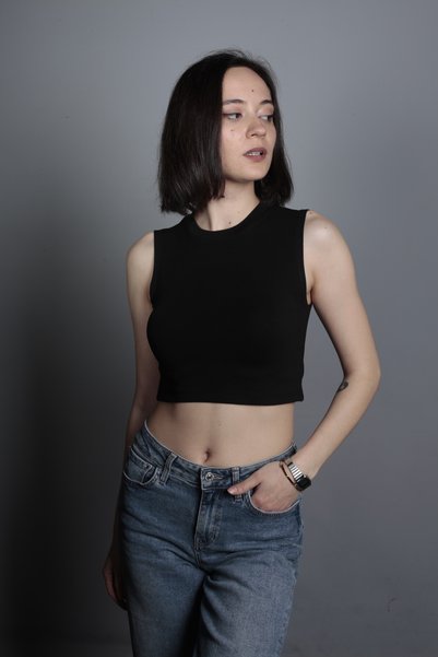Yellow Stone Kolsuz Crop Bluz