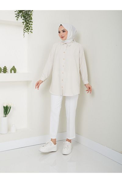 VOLT CLOTHİNG Cămașă Hijab cu dungi pentru damă