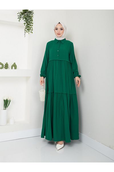 VOLT CLOTHİNG فستان نسائي من قماش الفيسكوز بياقة قميص