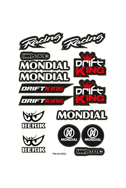 MOTOSEPETİM MONDİAL DRİFT MOTOSİKLET STİCKER SETİ A4 EBATI ÇOKLU STİCKER 01