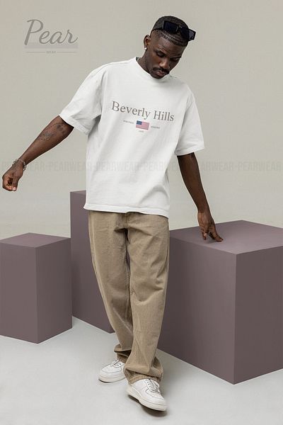 Pear Wear Beverly Hills Printed Unisex T-Shirt Oversize T-shirt