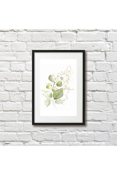 icase (!!! Aspect de cadru negru! !!) Acuarelă Frunze Desen Plante Naturale T...