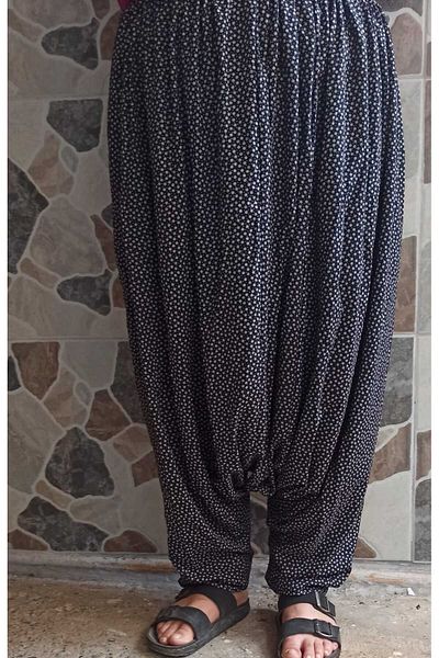 MEŞHUR ŞALVARCI PELİN Women's Patterned Baggy Trousers with Pockets and Elastic Waist