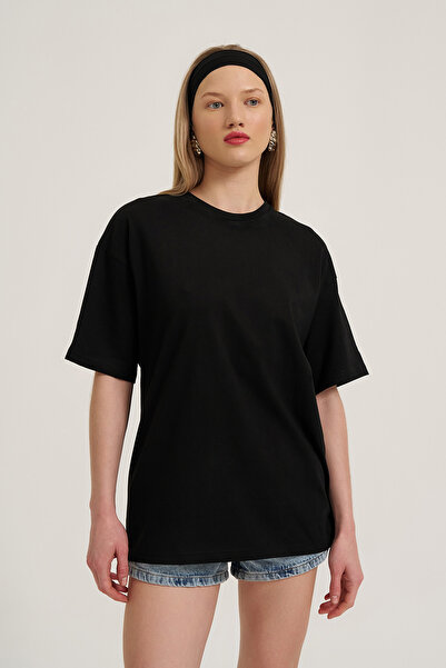 Quzu Μαύρο Oversize Basic T-Shirt